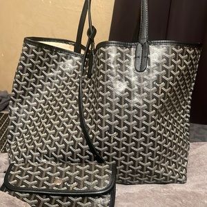 GOYARD| BLACK GOYARDINE CANVAS SAINT-LOUIS GM
